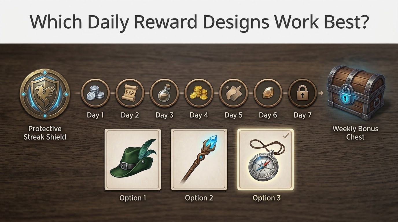 Which Daily Reward Designs Work Best?