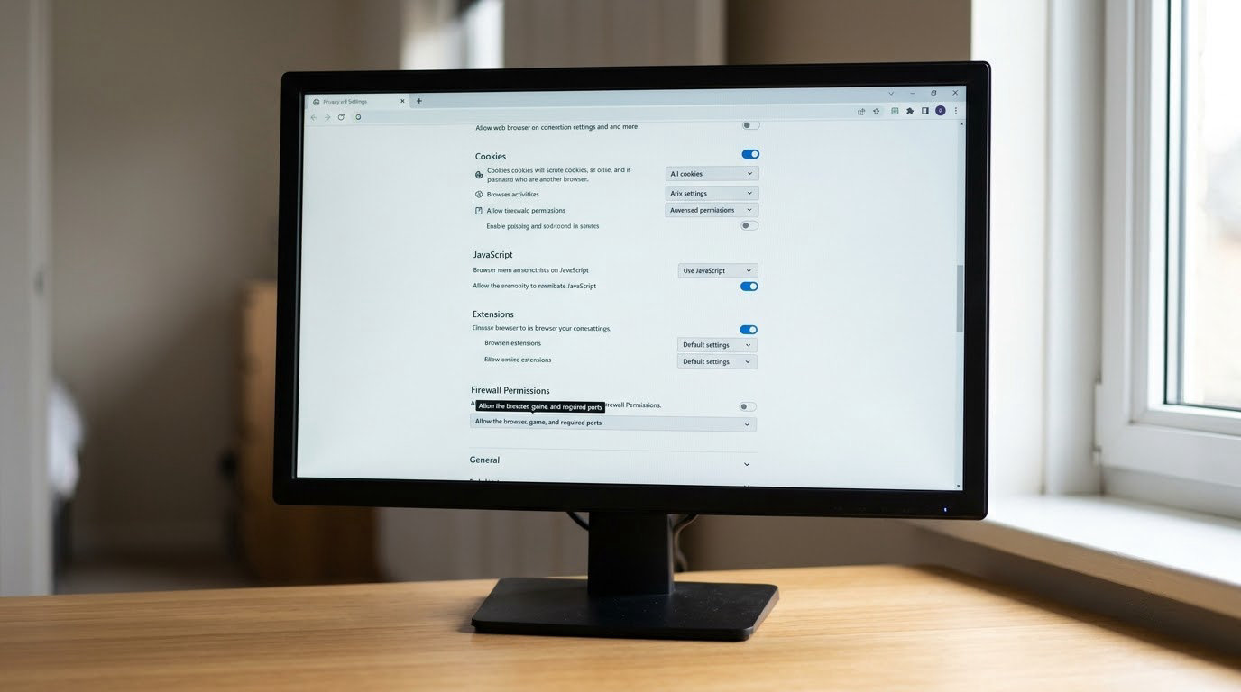 Allow the browser, game, and required ports
