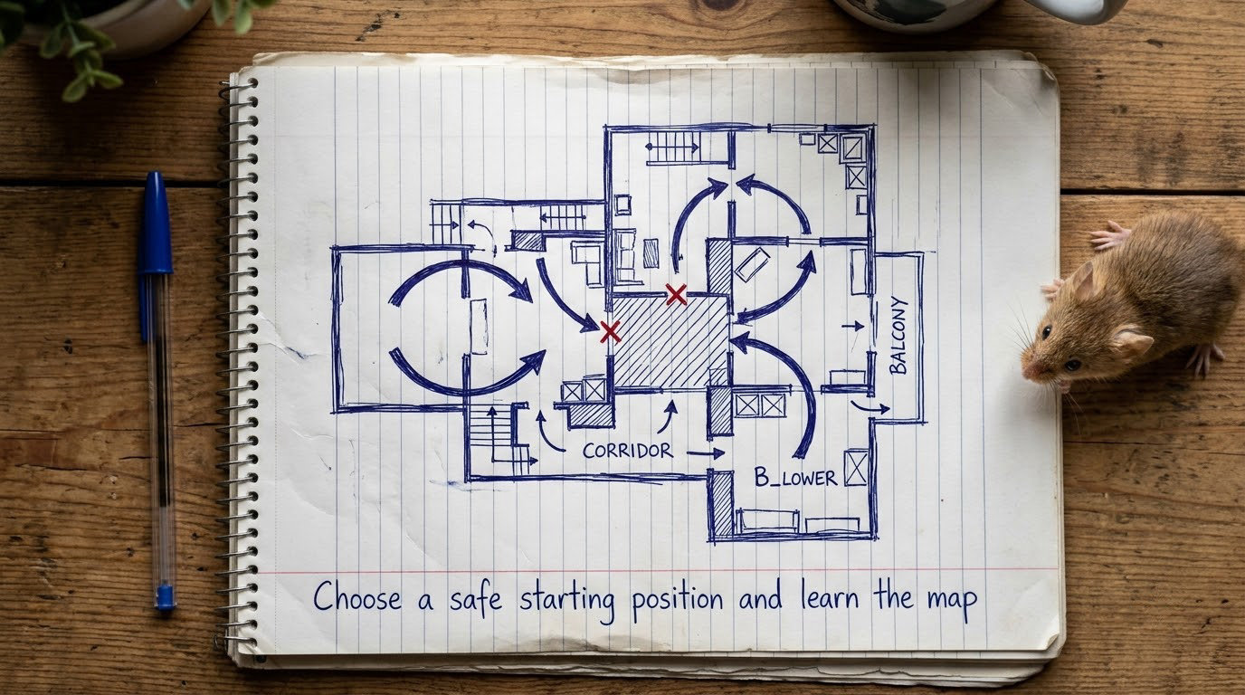 Choose a safe starting position and learn the map