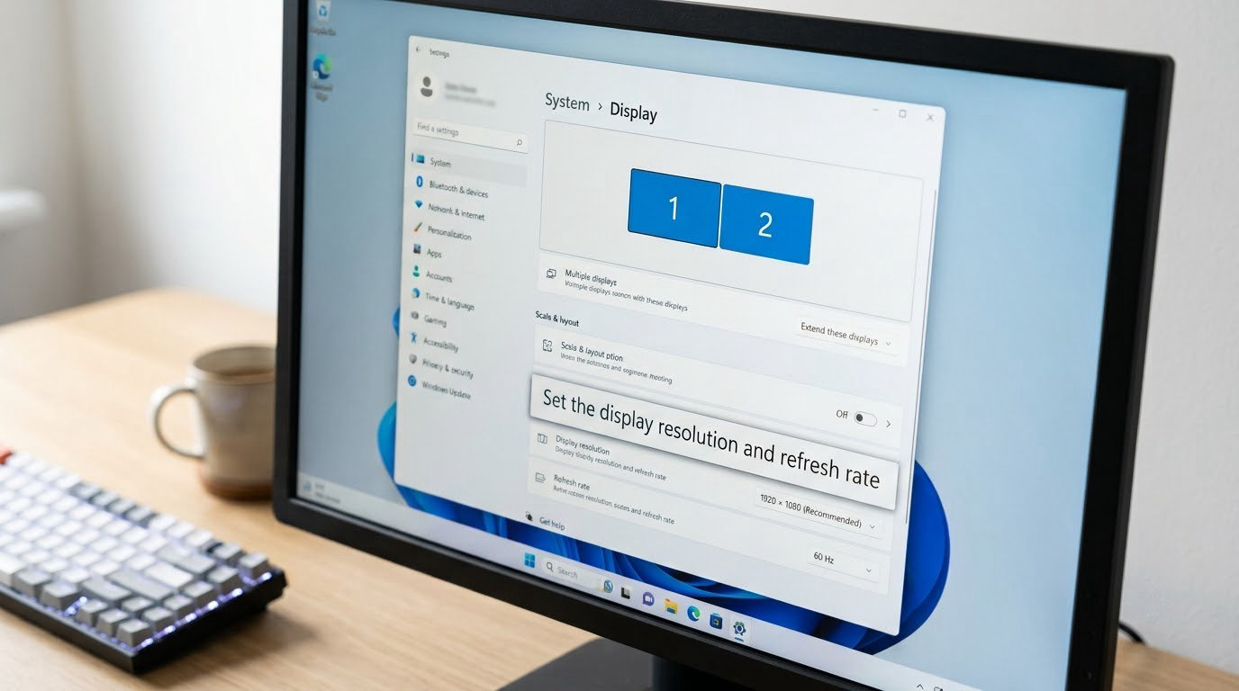 Set the display resolution and refresh rate