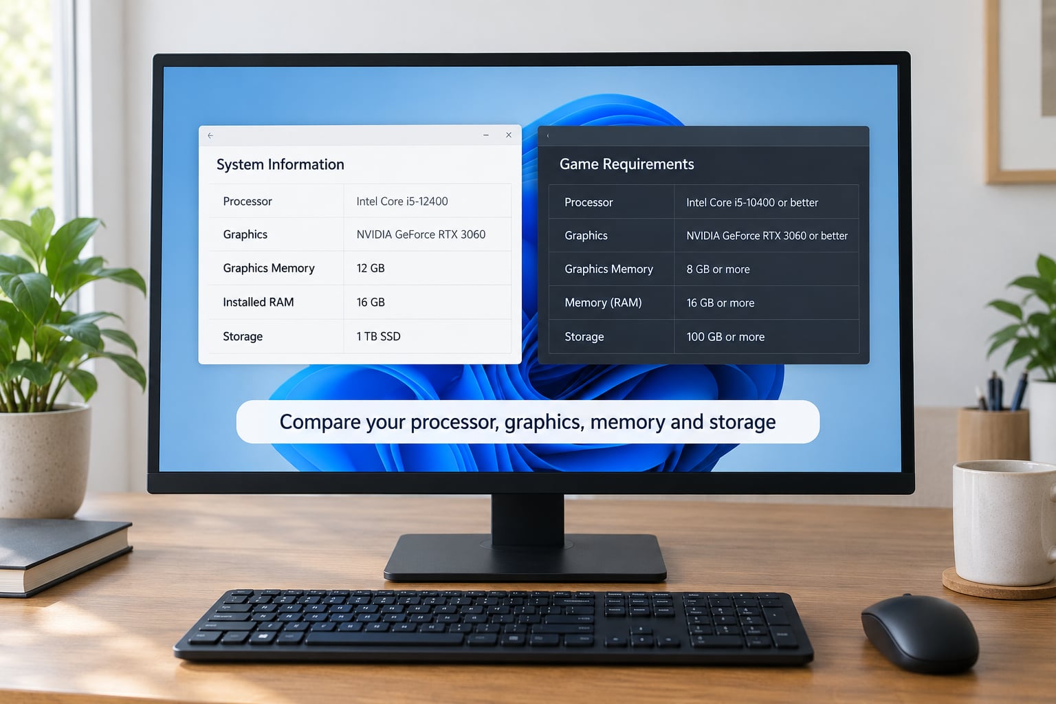 Compare your processor, graphics, memory and storage