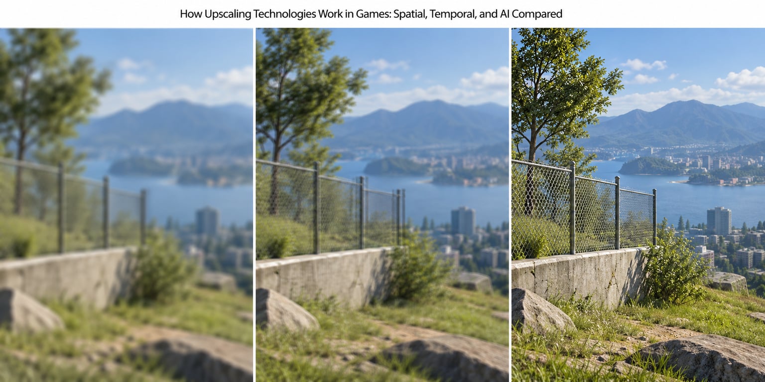 How Upscaling Technologies Work in Games: Spatial, Temporal, and AI Compared